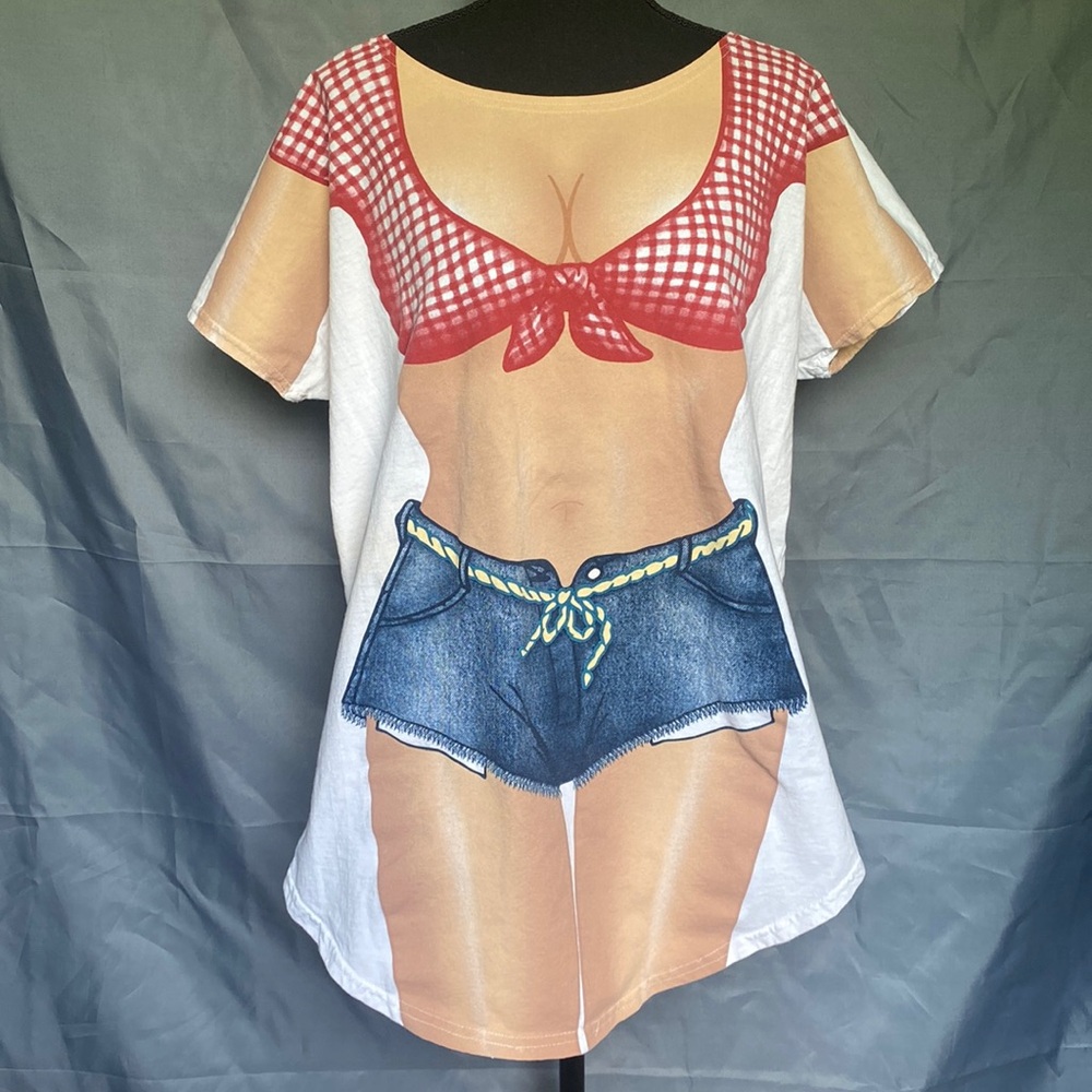 Vintage Fun 2 Wear One Size Made In USA 100% Cotton Rare Cowgirl Graphic T-Shirt